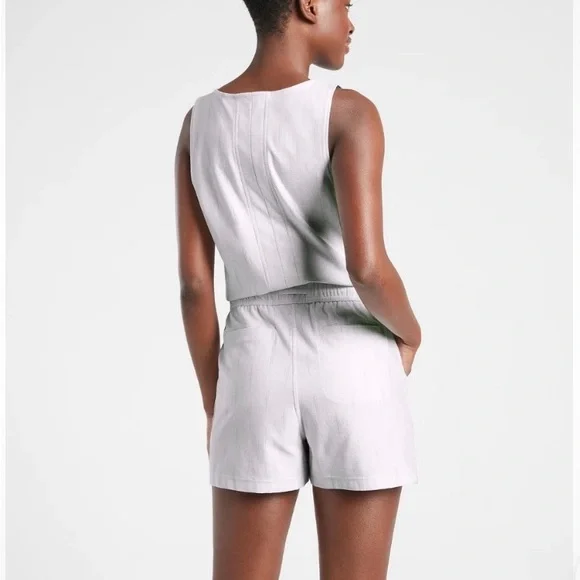 Athleta Farallon Printed Romper, Spliced Magic Veil Grey SIZE S - Picture 2 of 8